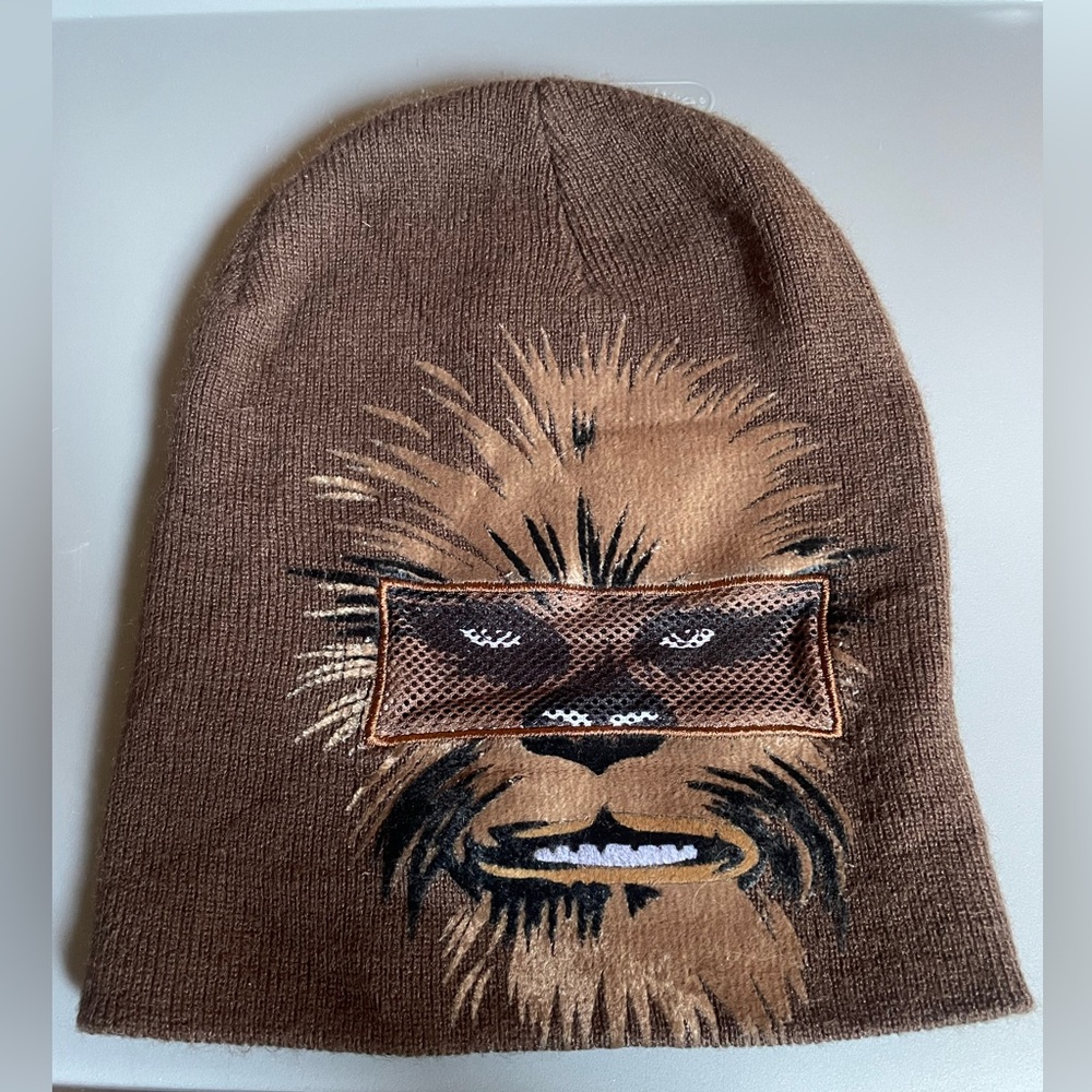 Star Wars Chewbacca Beanie Mask Hat Cap 2 Ways To Wear Brown Halloween OSFA